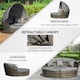image 4 of Outsunny 5 PCs Cushioned Outdoor Plastic Rattan Round Sofa Bed Table Set Grey