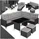 image 9 of 8 Seater Garden Furniture Set Barletta with Cushions, Footstools and Table | Black | black | 116,50 x 63 x 75 cm | 1