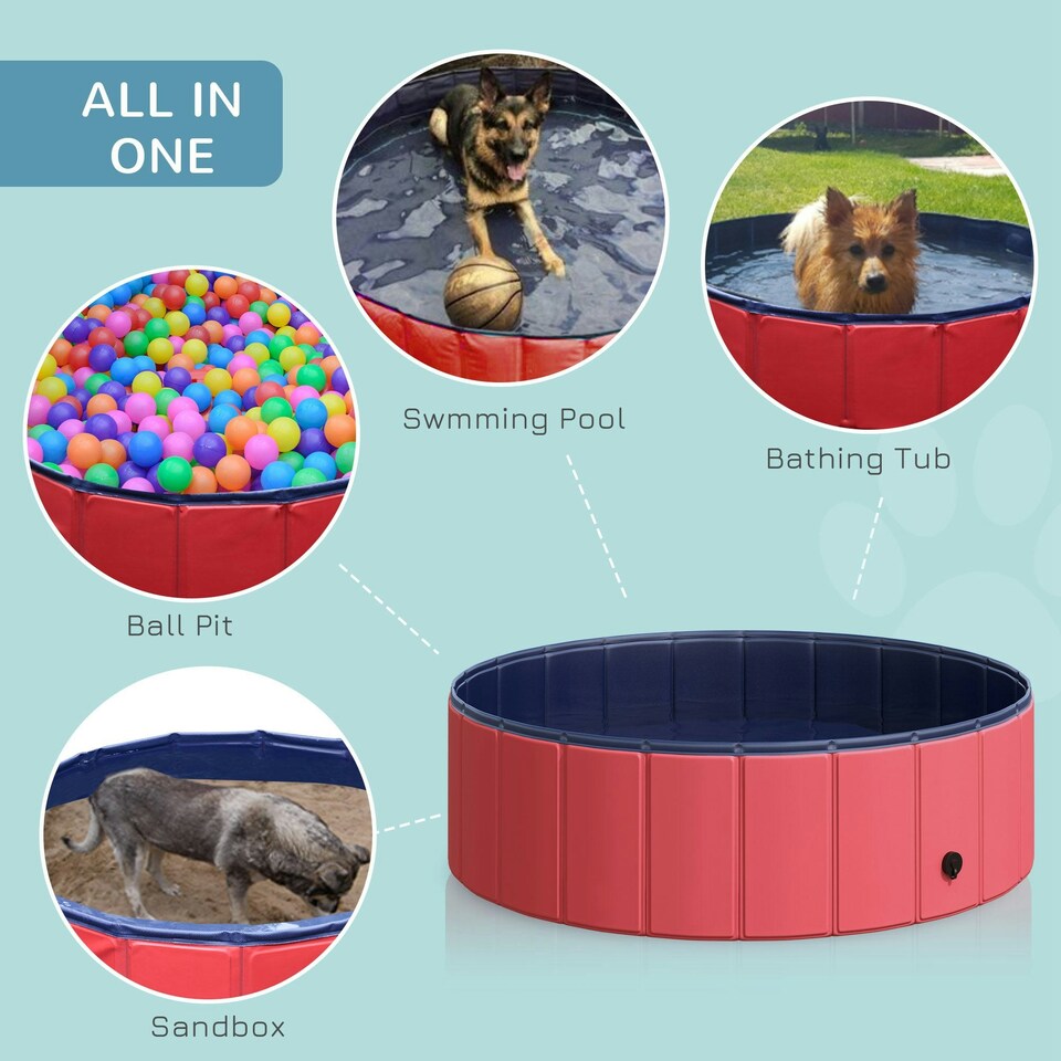 image 1 of PawHut Pet Swimming Bath Portable Cat Dog Foldable Puppy Bathtub