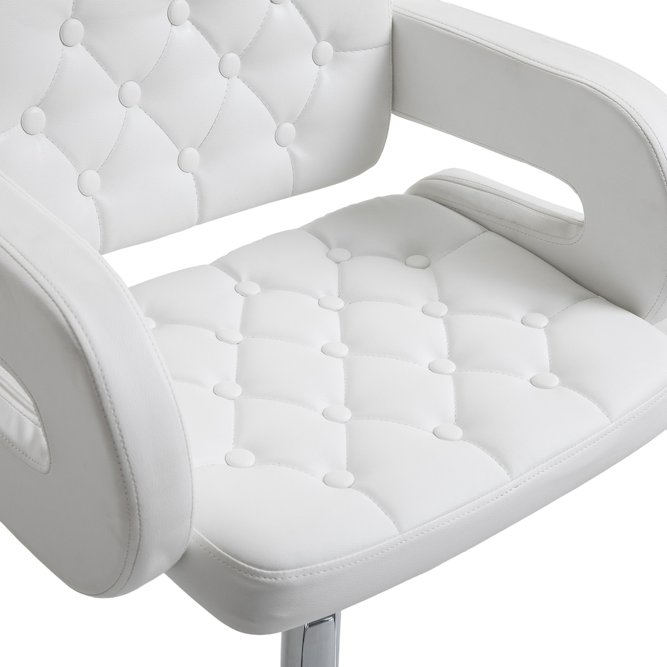 image 1 of HOMCOM Swivel Bar Stool with Extra Large Seat, PU Leather Upholstered Adjustable Barstool with Back, Arm and Footrest, Breakfast Bar Chair for Bistro, Kitchen, White