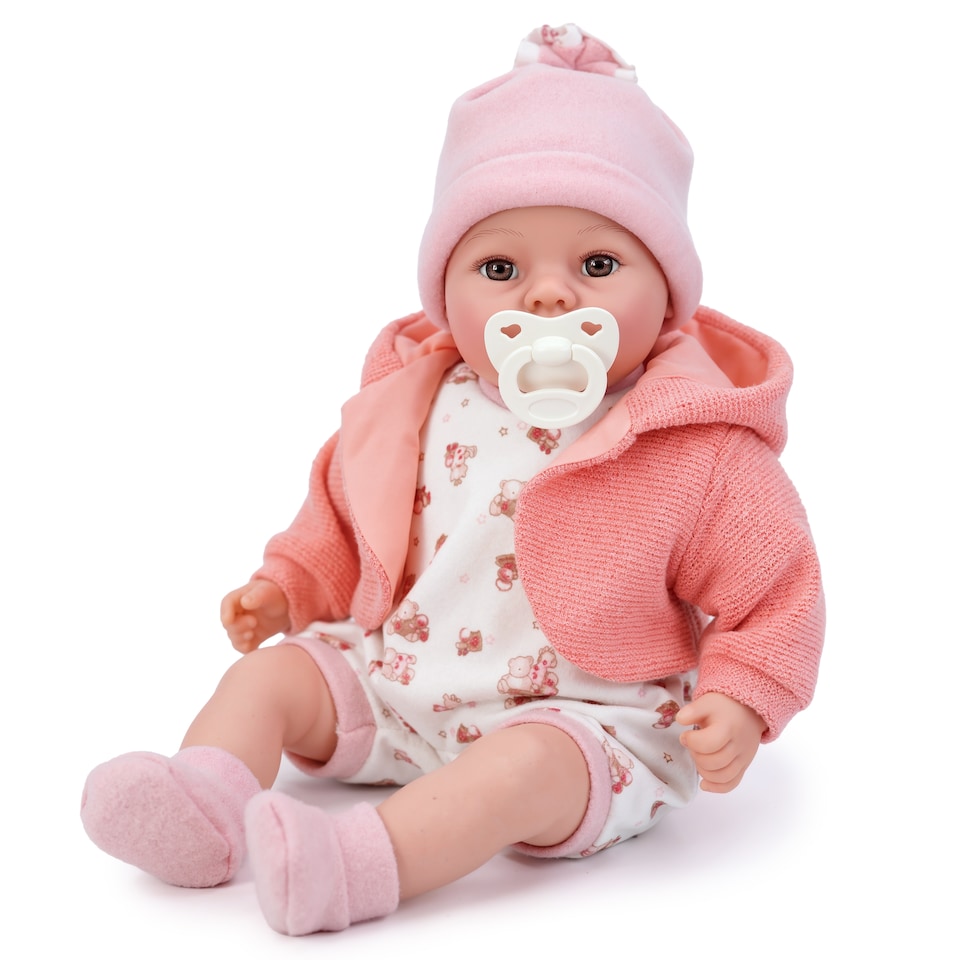image 1 of BiBi Doll 18" Peach Baby Doll Girl With Sounds & Dummy