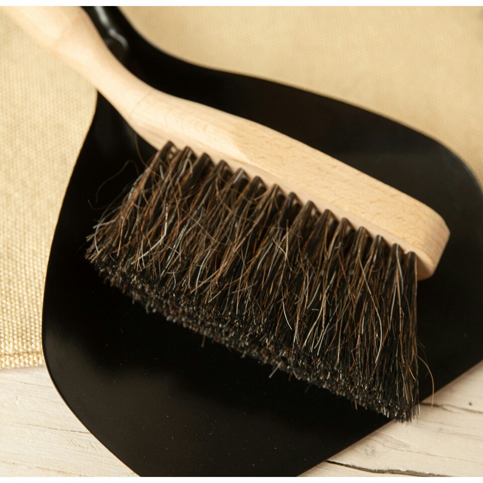 image 1 of Natural Elements Beechwood Dustpan and Brush Grey
