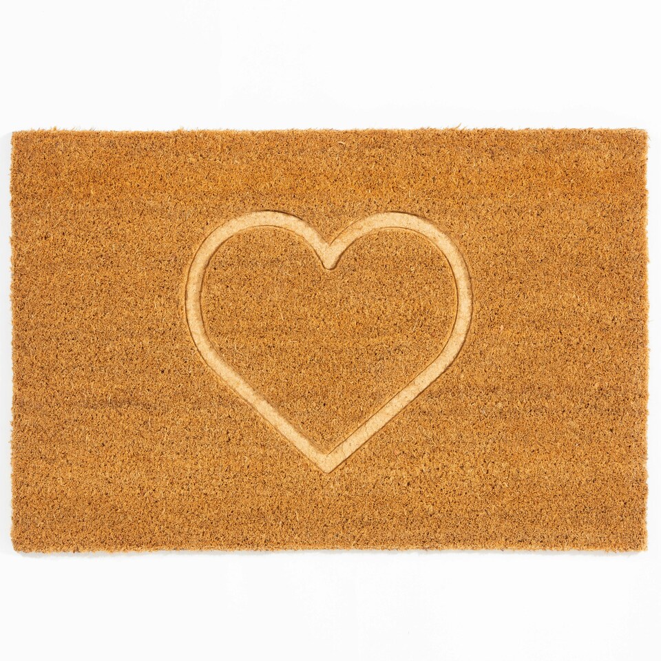 Astley Pressed Heart Embossed PVC Backed Coir 40x60cm Doormat Tesco