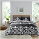 image 1 of VELVETIO Casablanca Damask Complete Duvet Cover Set with Fitted Sheet Soft Printed Bedding Bedset Black | King
