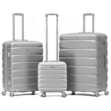 Flight Knight Suitcase Sets 3 Piece, Large Suitcase, Extra Large Suitcase, easyJet Cabin Bag 45x36x20cm Underseat Carry On, 100+ Airlines Approved - BA, Ryanair | Silver | Silver | Large