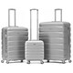 image 1 of Flight Knight Suitcase Sets 3 Piece, Large Suitcase, Extra Large Suitcase, easyJet Cabin Bag 45x36x20cm Underseat Carry On, 100+ Airlines Approved - BA, Ryanair | Silver | Silver | Large