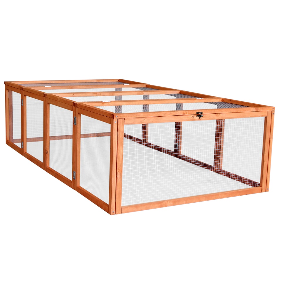 image 1 of Actiaspet Wooden Outdoor Pet Run with Mesh Cover, Hinged Entrances, for Rabbits, Guinea Pigs, Chickens (Fir Wood, X Large - 180cm, 8)