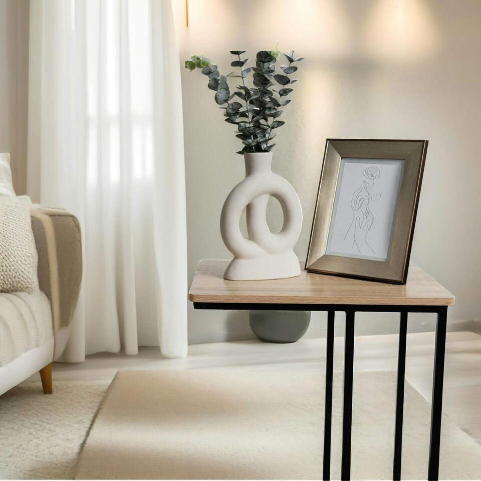 image 1 of C Shaped Side Table Natural Brown Brown