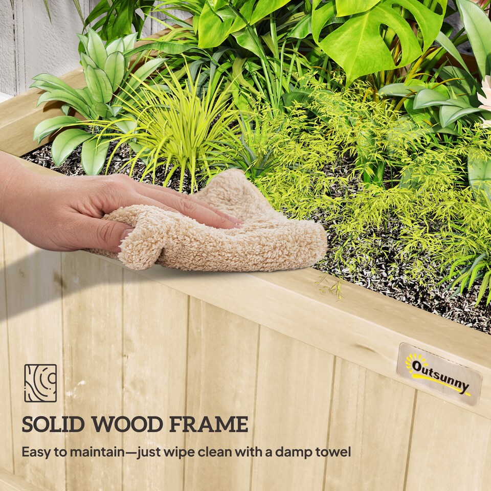 image 1 of Outsunny Wood Planter with Trellis for Climbing Plants Vines Planter Box Natural | Brown | Natural wood finish