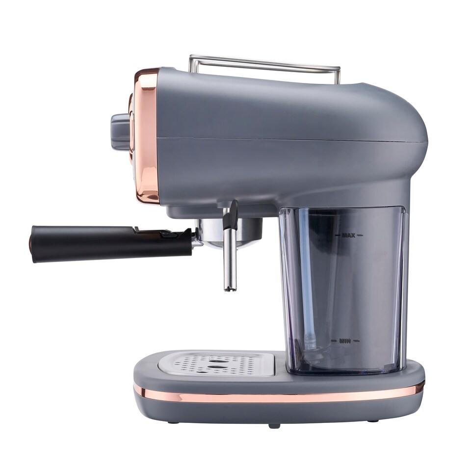 image 1 of Cooks Professional 15-Bar Retro Espresso Coffee Machine 1.2L with Frothing Steam Wand | Grey | Grey & Copper