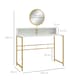 image 5 of HOMCOM Modern Dressing Table with Round Mirror, Vanity Makeup Desk with Open Storage, Faux Marble Texture and Steel Frame for Bedroom, White