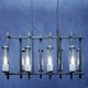 image 4 of Interiors by Premier Iron and Glass Wide Pendant Light, 8 Glass Bulbs with Industrial Black Iron Frame, Statement Ceiling Light