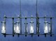 image 4 of Interiors by Premier Iron and Glass Wide Pendant Light, 8 Glass Bulbs with Industrial Black Iron Frame, Statement Ceiling Light