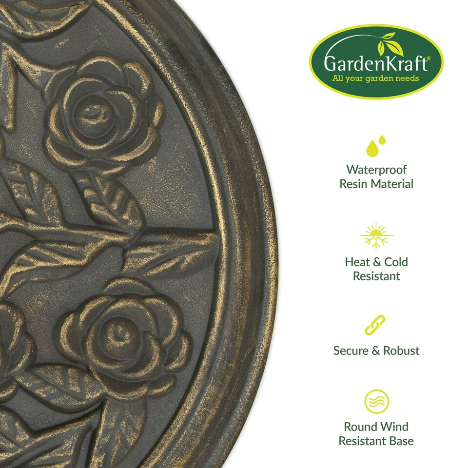image 1 of GardenKraft 16860 Heavy Duty Resin Rose Style Parasol Base Bronze