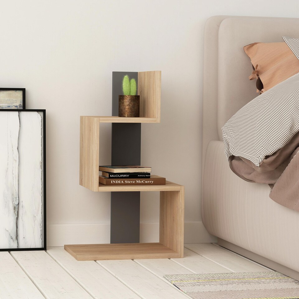 image 1 of Decortie Rosie 3-Tier Side Table 42x30x72cm Oak