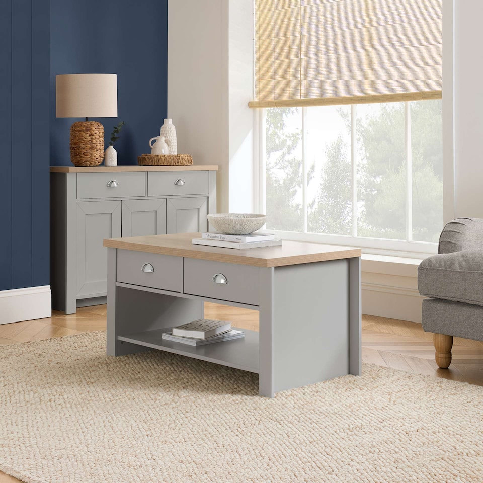 image 1 of Highgate 2 Drawer Coffee Table Grey