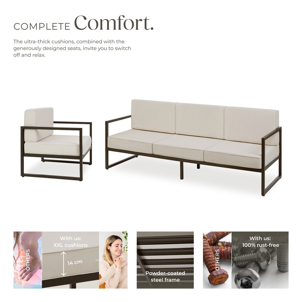 image 1 of Garden Furniture Comosa - for 5 people, XXL padding, 1 sofa, 2 armchairs