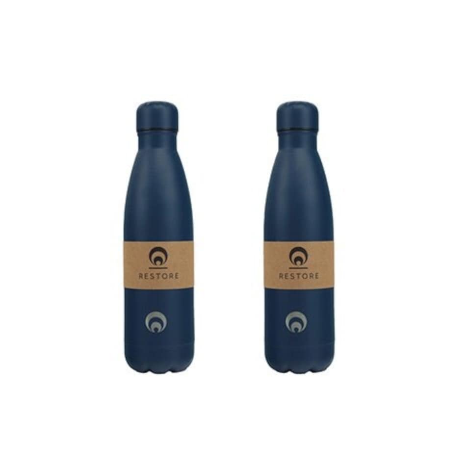 image 1 of Restore Roam Stainless Steel Insulated Thermal Bottle 500ml Navy 2 Pack