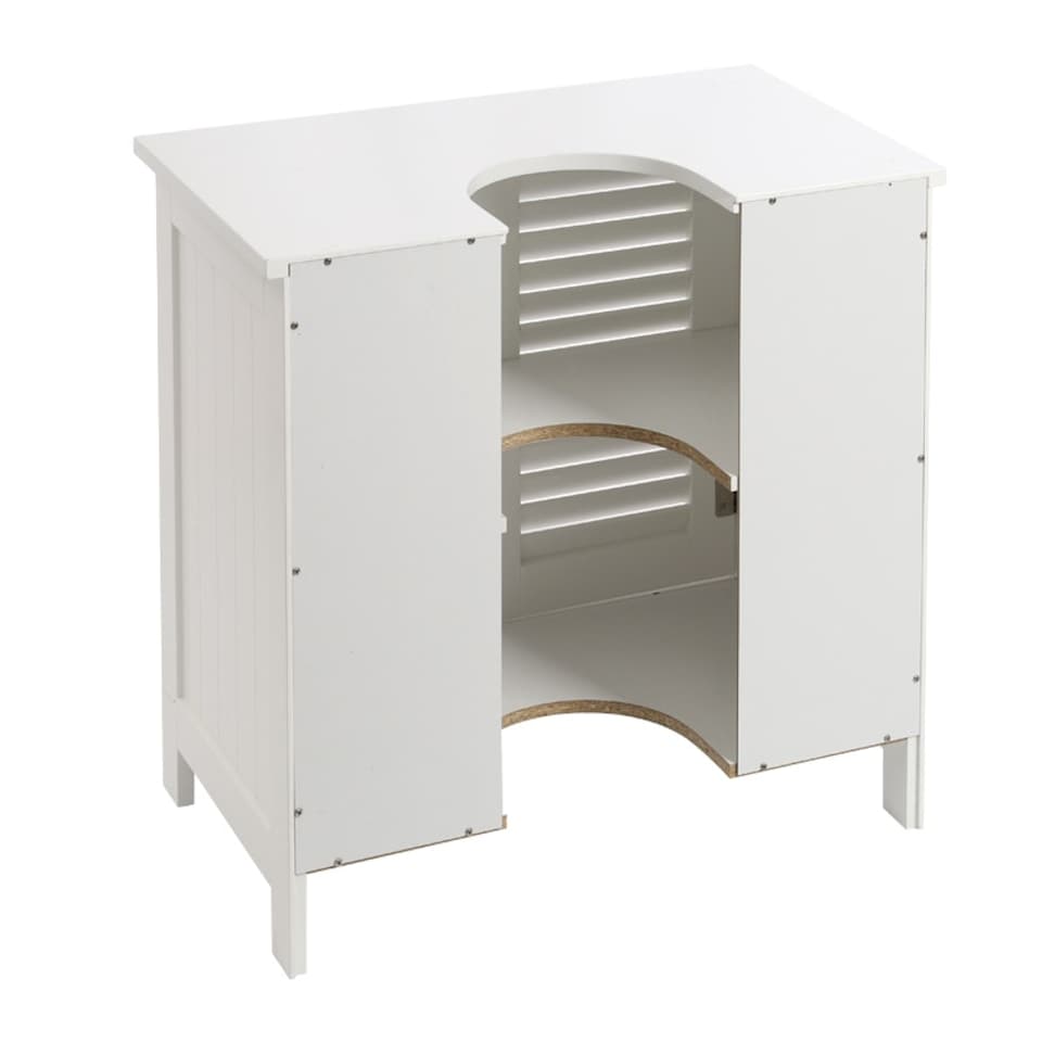 image 1 of Living and Home Under Sink Bathroom Cabinet with 2 Shutter Doors White