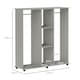 image 5 of HOMCOM Double Open Wardrobe on Wheels, Bedroom Wardrobe with Clothes Hanging Rails, 3 Storage Shelves, Mobile Garment Rack for Cloakroom, Hallway, Grey