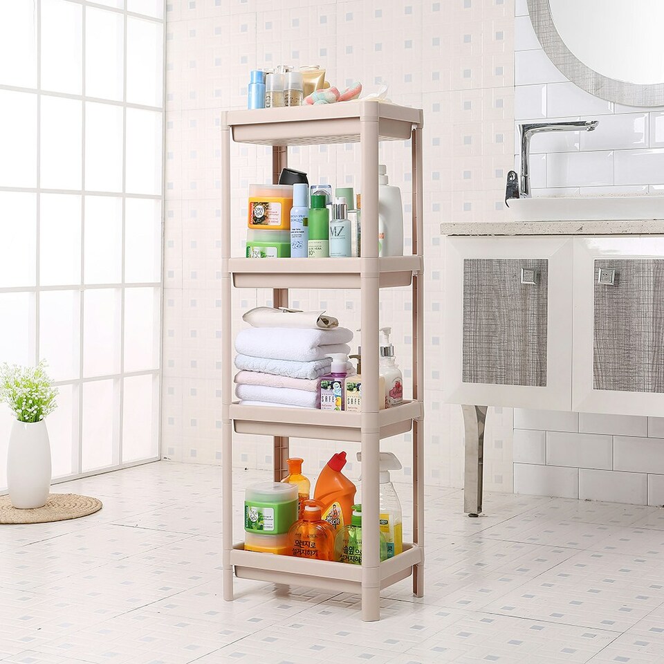 image 1 of Living and Home 4-Tier Multifunction Plastic Storage Rack, Pink Pink