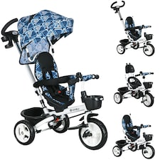 HOMCOM 6 in 1 Trike for Toddler 1-5 Years with Parent Handle, Light Blue