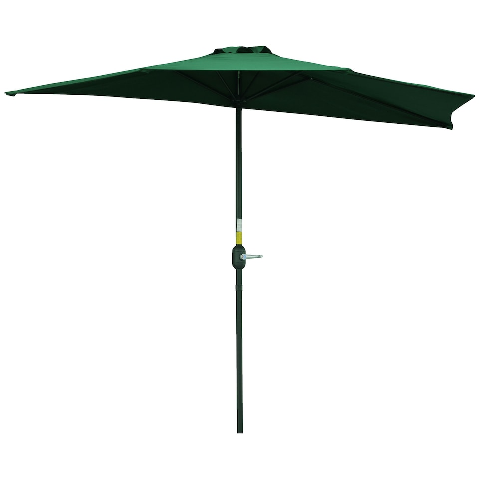 image 1 of Outsunny 3(m) Half Round Parasol Garden Sun Umbrella with Crank Green