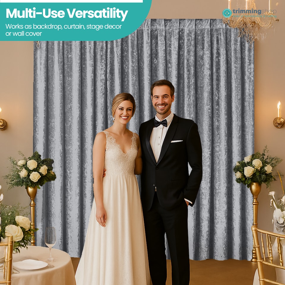 image 1 of 3x3m Crushed Velvet Backdrop, 8cm Rod Pocket Photography Background