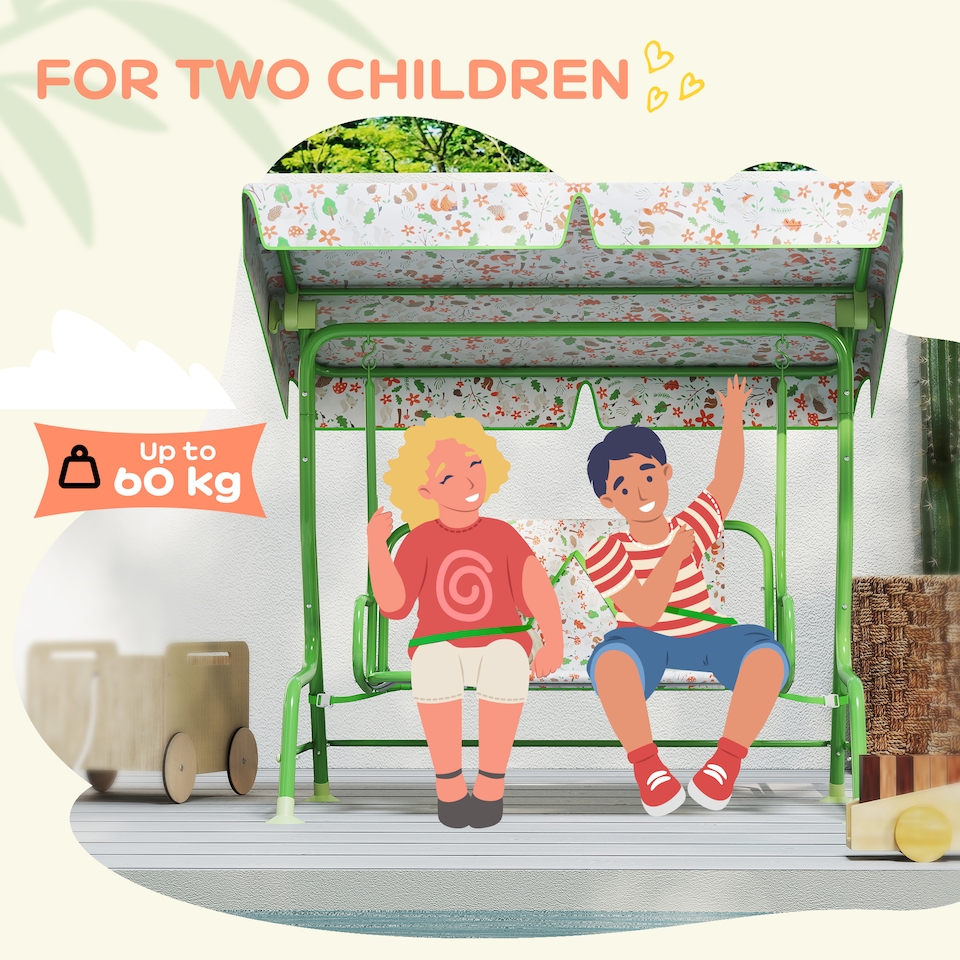 image 1 of AIYAPLAY Kids Garden Swing Chair, Swing Seat with Adjustable Canopy | Green