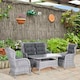 image 2 of Outsunny 4 PCs Outdoor Rattan Sofa Set, Wicker Sectional Sofa Set Mixed Grey