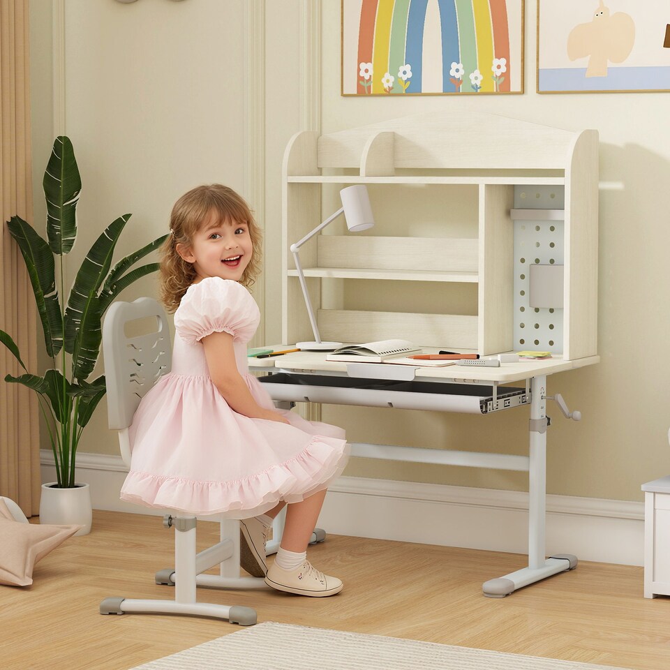 image 1 of AIYAPLAY Kids Desk, Study Desk for Kids Height Adjustable with Tilt-Desktop