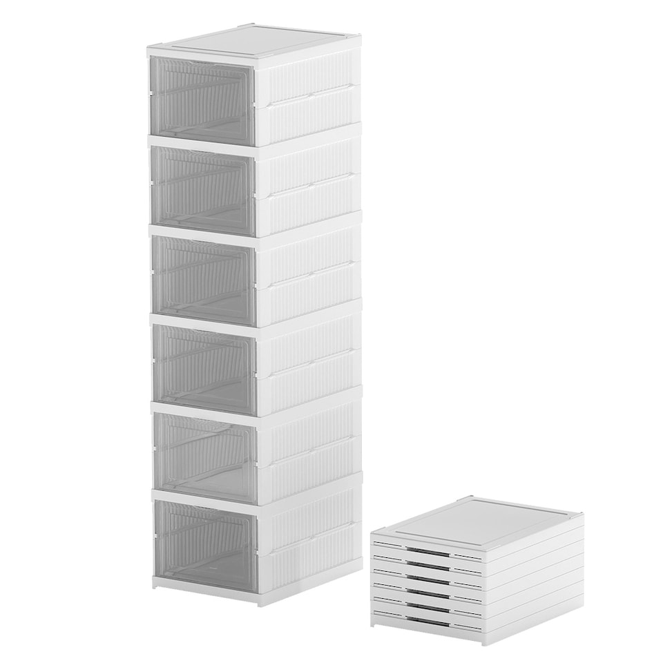 image 1 of Levede Shoe Box Foldable Home Shoe Shelf Ventilated Storage Organizer 6 Pcs