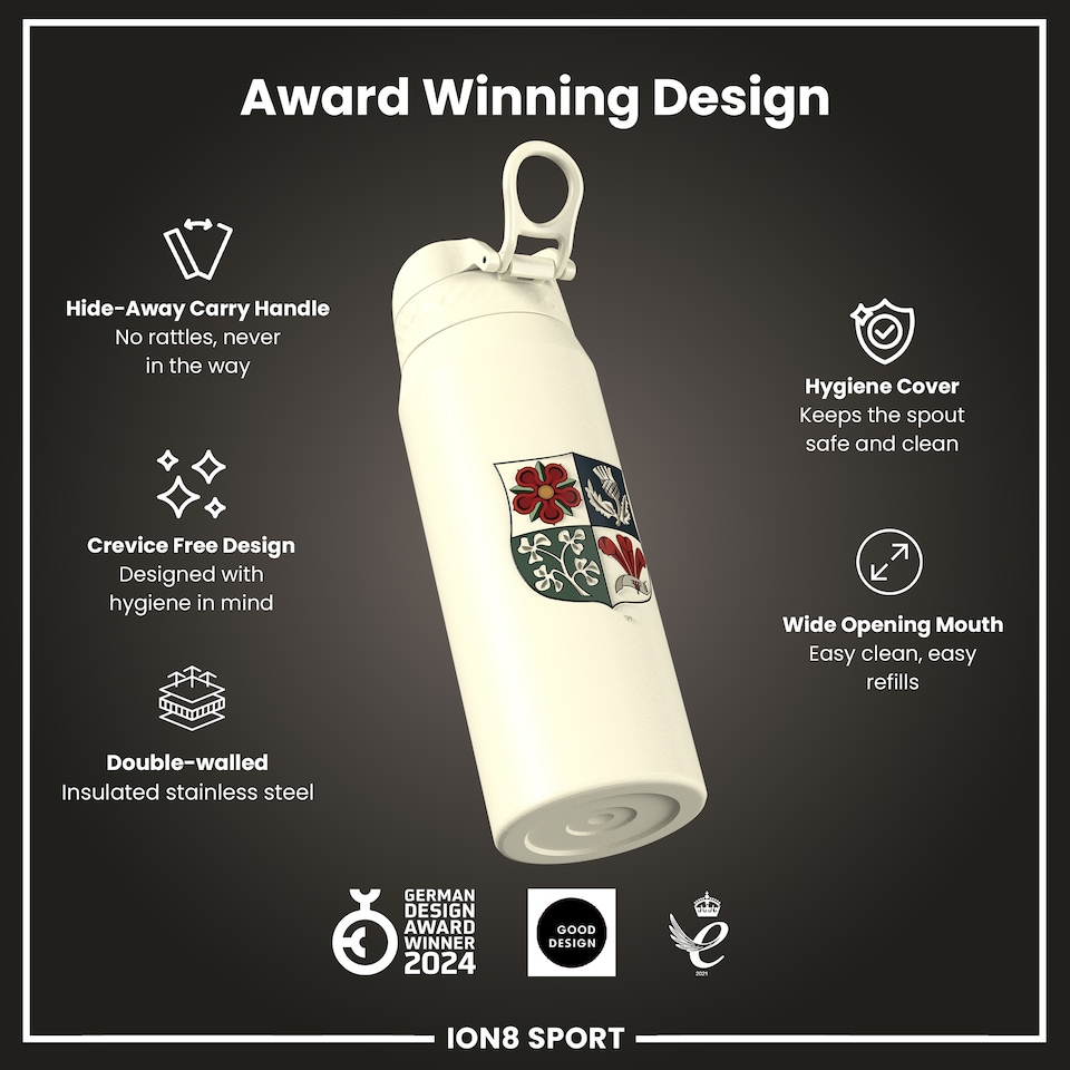 image 1 of BIL Rugby x Sports Leak Proof Water Bottle, Vacuum Insulated, 750ml (24oz) | Cream | BIL Crest | One Size