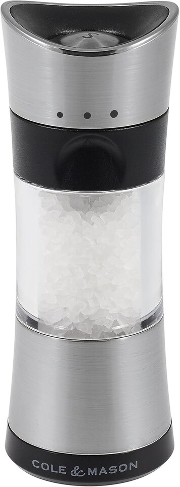 image 1 of Cole & Mason Horsham Chrome Salt Mill, Adjustable Ceramic Precision+ Inverta Grind Mechanism, Chrome/Acrylic, 154 mm, Includes 1 x Salt Grinder