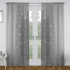 Pair of Birch Grey Metallic Tree Print Voile Panels 137 cm (54 inch) Rod Pocket Panels for Bedroom and Living Room