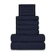 image 1 of VELVETIO 10 Piece Towel Bale Set Toronto Stripe Pattern - 100% Cotton, 450 GSM Blue | Navy