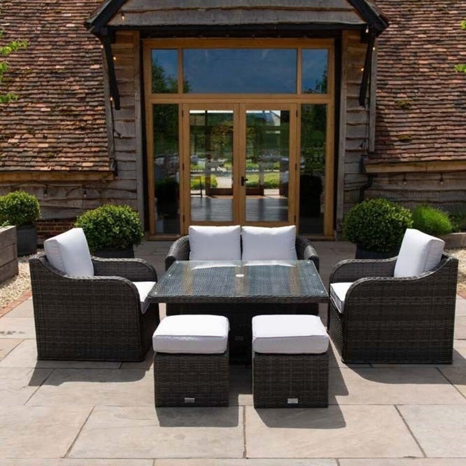 image 1 of Primrose Living Classic Rattan 6 Seater Sofa Set with Rising Table in Stone