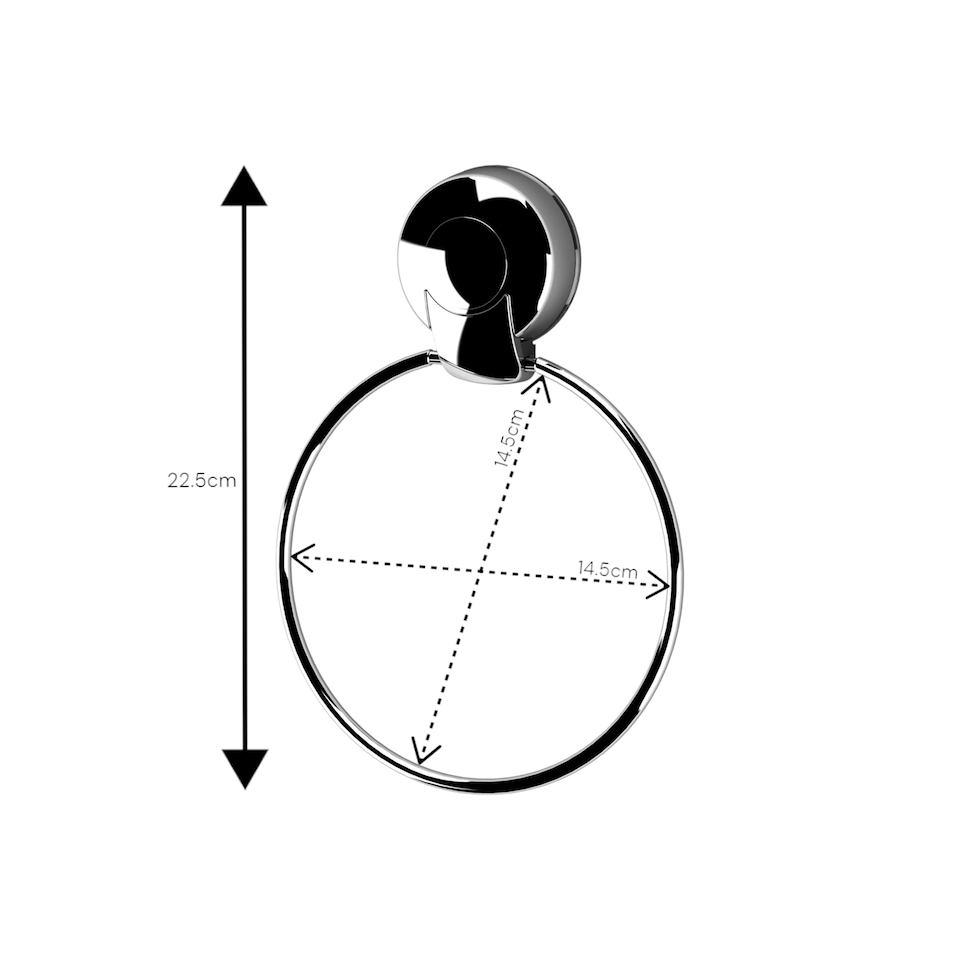 image 1 of Showerdrape Suctionloc Chrome Suction Wall Mounted Towel Ring with Mounting Disc | Silver | 1