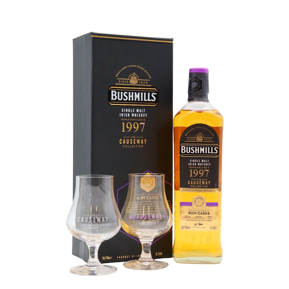 Bushmills - The Causeway Collection - Rum Cask 1997 25 year old Whisky (Includes Tasting Glasses)