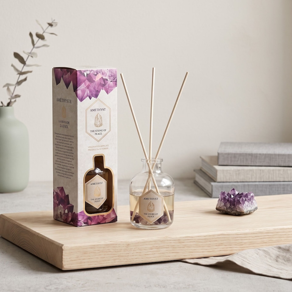 image 1 of Homescapes Amethyst Crystal Reed Diffuser – Lavender Scent