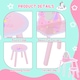 image 4 of HOMCOM Kids Dressing Table Girls Pink Wooden Kids Dressing Table & Stool Make Up Desk Chair Toys Fairy Dresser Play Set w Mirror