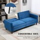 image 4 of HOMCOM Convertible Sofa Bed, 189cm Click Clack 3 Seater Sofa Bed, Button Tufted Velvet Sleeper Couch with Split Reclining Backrest and Rubber Wood Legs, Blue