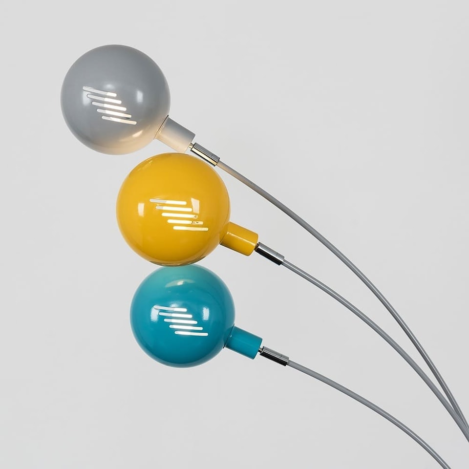 image 1 of ValueLights Curva 3 Way Grey Floor Lamp Multicoloured Shades