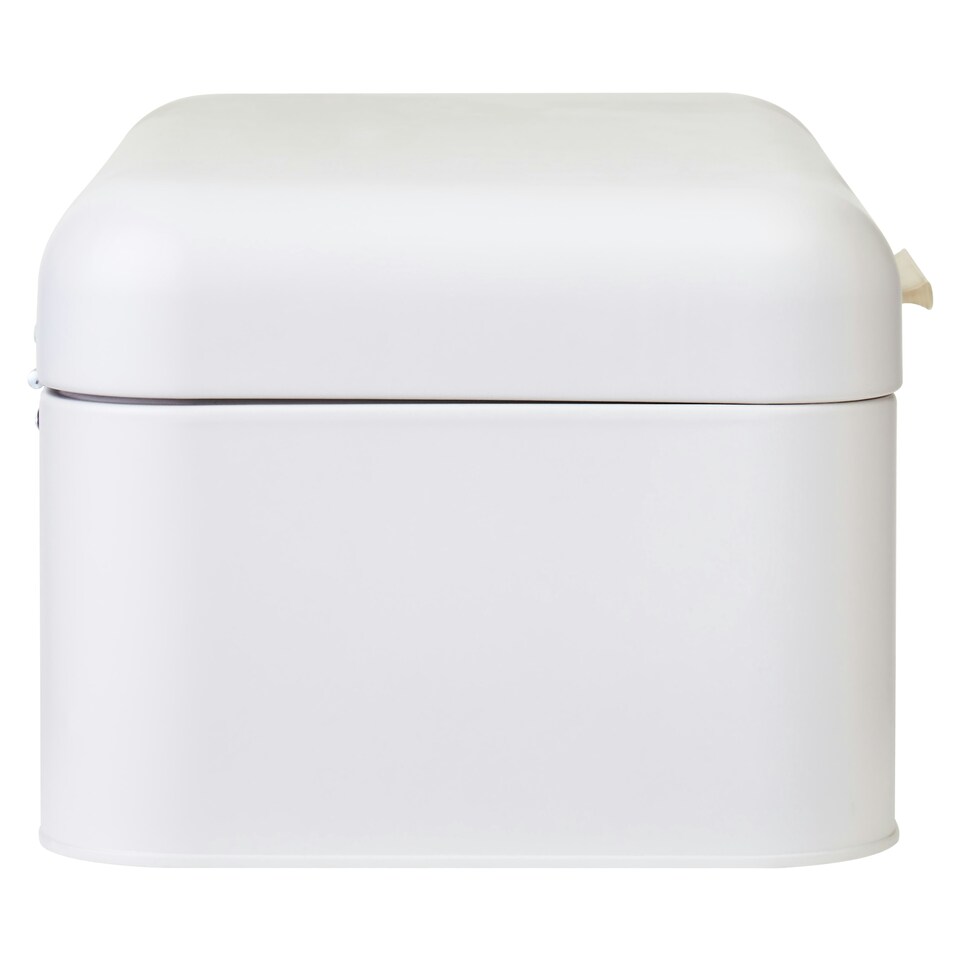image 1 of Interiors by Premier Matte Cream Bread Bin with Gold Handle, Tin Bread Storage Box for Kitchen, Large Capacity Bread Container White