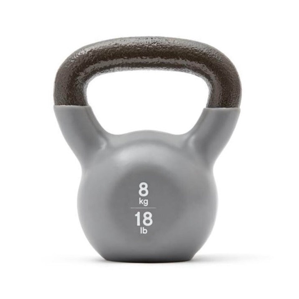 image 1 of Reebok 8kg Cast Iron Kettlebell with Vinyl Coating and Wide Handle | Multi | Grey/Black | Not provided