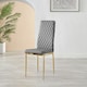 image 3 of Furniturebox 4x Milan Grey Gold Hatched Faux Leather Dining Chairs