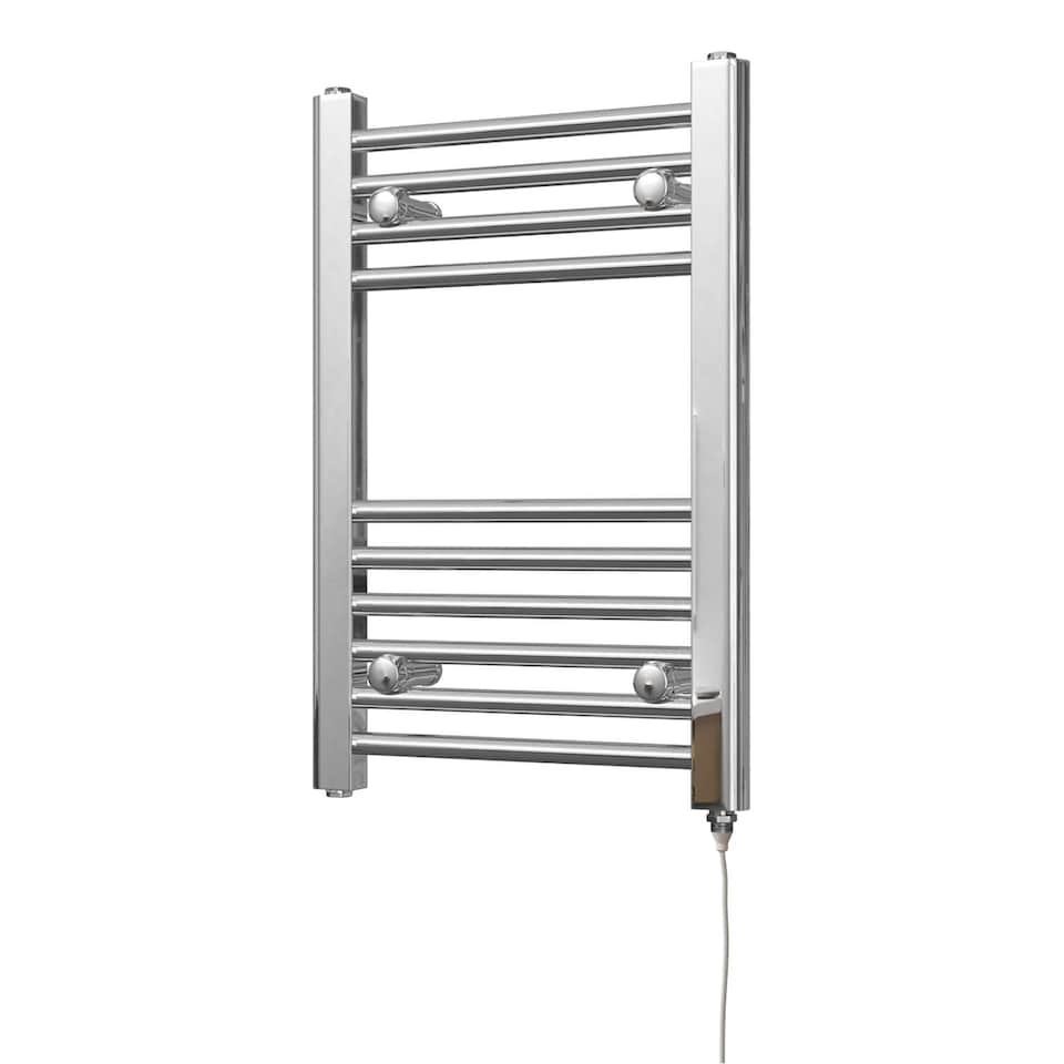 image 1 of Zennor Straight Electric Towel Rail Standard Heated Bathroom Radiator - Chrome (H) 600mm x (W) 400mm