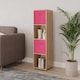 image 3 of 4 -Cube Tall Shelving Unit With Non Woven Inserts | Brown | Oak & Dark Pink | 1
