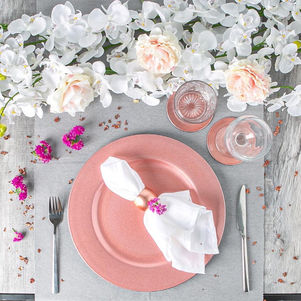 image 1 of Argon Tableware 18 Piece Metallic Charger Plates Set - Rose Gold