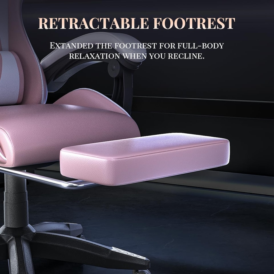 image 1 of Rattantree Ergonomic Gaming Chair Massage Lumbar Footrest Leather Swivel 150 Kg Capacity